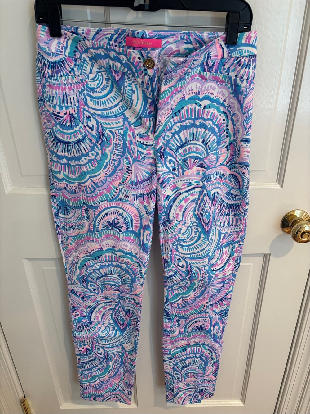 Lilly Pulitzer Pink, Blue & White Cropped Printed Pants